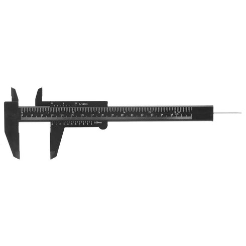 Plastic Vernier Caliper 150mm, High Accuracy 0.05mm Resolution, Double Sided Scale for Makeup, Student, Home (Black)
