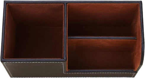 KINGFOM Desk Organizer - Multi-function Office Supplies Caddy in Brown Pu Leather
