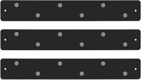 Three by Three Seattle 14 x 2.5 Inch Metal Mini Strip Magnetic Bulletin Board - 3 Pack, Black