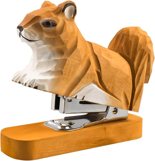 Wooden Animal Stapler - Desktop Stitcher Art Figurine for School Office Stationery (Squirrel)