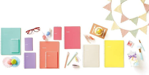 LIHIT LAB Pastello Refillable Note Book/Journal, Lined Paper, 9.9 x 7.3 inches, Pastel Blue (N1908-19)
