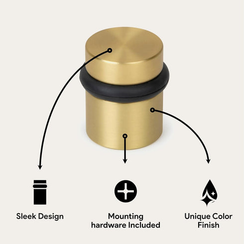 Mega Handles Floor Door Stopper - Gold Door Stopper, Wall Protector with Mounting Hardware Included - Satin Brass