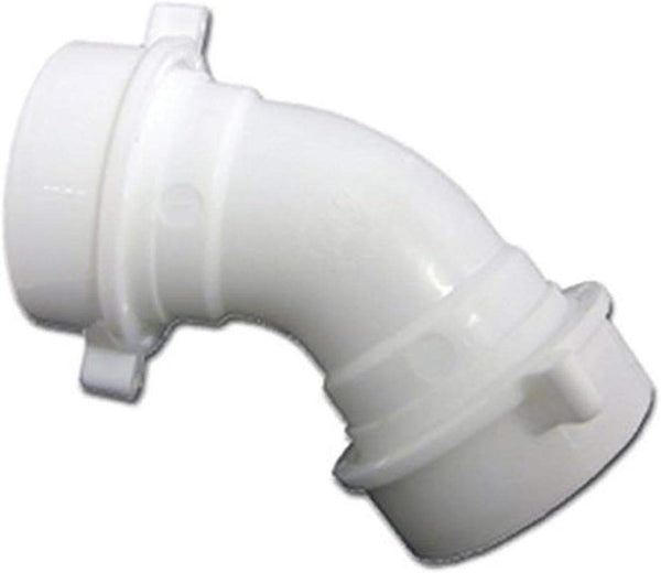 LASCO 03-4267 White Plastic 1-1/2-Inch Slip Joint 45-Degree Elbow with Nuts and Washers