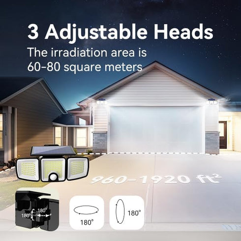 223 IP65 3 90-360 (2 Packs) Solar Lights Outdoor with Motion Sensor, LED Security Light Outdoor, Waterproof LED