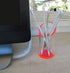 OfficeGoods Acrylic Pen & Pencil Holder, Modern Desk Organizer, 5.25” H x 2.5” W, Neon Red