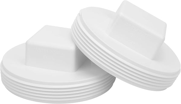 2Pack 4 Inch PVC Male Threaded Pipe End Cap, SCH40 PVC Pipe Male Thread Plug for Plumbing Water Line