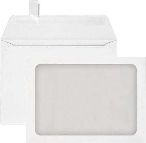 LUXPaper A7 Full Face Window Envelopes, Peel & Press, 5 1/4" x 7 1/4", White, 70lb Text, 50 Qty