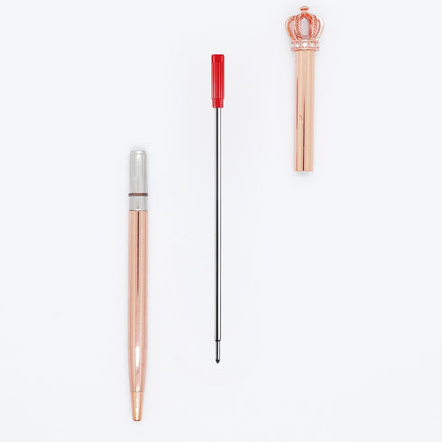DunBong Red Ink Refill Pack of 5 - Replaceable Ballpoint Pen Refills, Medium Point Metal Refill