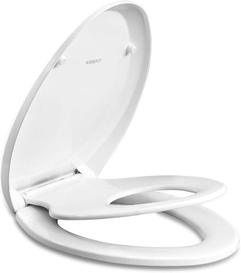 WSSROGY Elongated Toilet Seat with Toddler Seat Built In, Slow Close, Fits