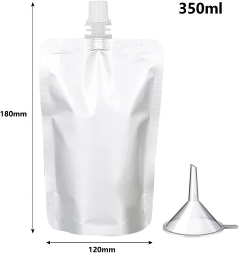 Yiodauh 50 Packaging Nozzle Pouches(350ml) Alcohol Pouches Pcs Aluminum Foil Liquid Drinking Bags Milk Juice Beverage