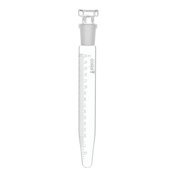 EISCO 15mL Centrifuge Tube with Glass Stopper, Conical, Borosilicate Glass