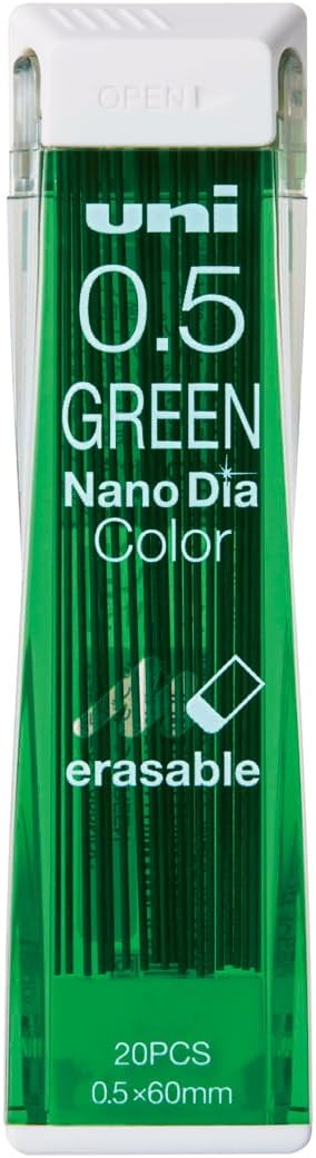Uni Mechanical Pencil Lead Nanodia Color Green, 0.5mm, 20 Leads.
