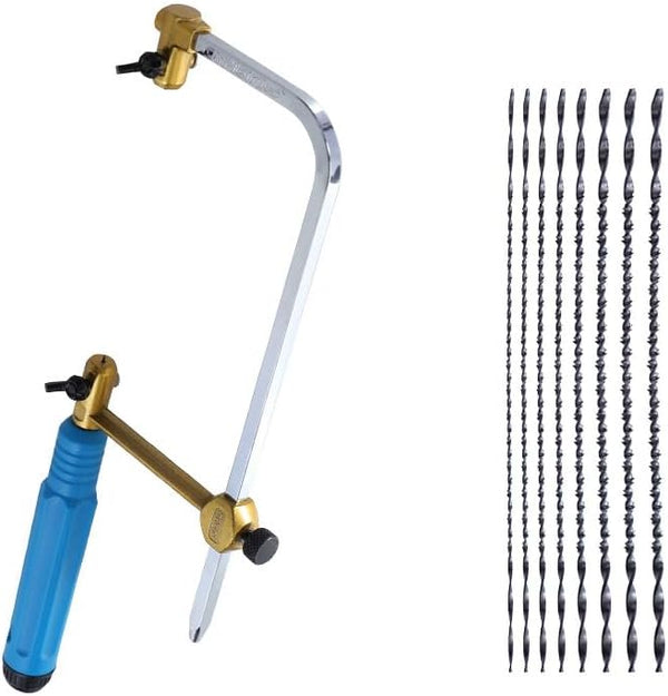 Heavy Duty Coping Saw for Woodworking, Fast Cutting Non-slip Hacksaw with 8 Pieces Scroll Saw Blades