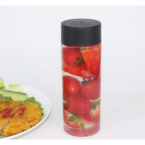 zmybcpack 24 Pack 10 OZ (300 ml) Clear PET Plastic Juice Bottles with Black Lids - Plastic Smoothie Bottles Ideal