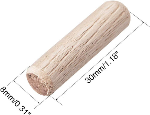 uxcell Wooden Dowel Pin, 0.31"x1.18"(8x30mm) Fluted Beveled Hardwood, 20pcs Kiln Dried