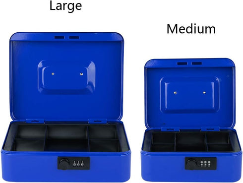 Tray,7.87"x 6.30"x 3.54" KYODOLED Cash Box with Combination Lock,Safe Metal Box for Money,Storage Lock Box with Money