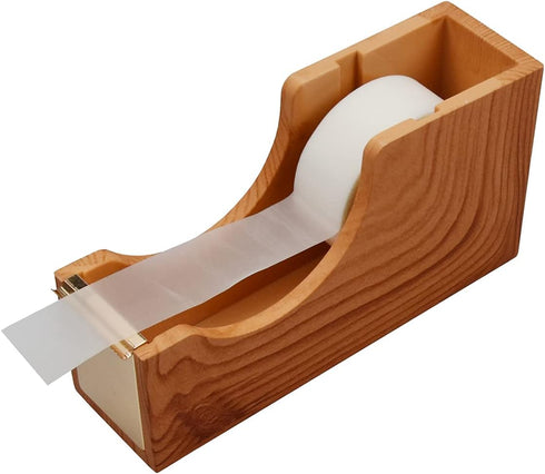 Enyuwlcm Cute Heavy Duty Acrylic Desk Tape Dispenser with Non-Skid Base for 1 Inch Core Tape, Imitation Wood Grain