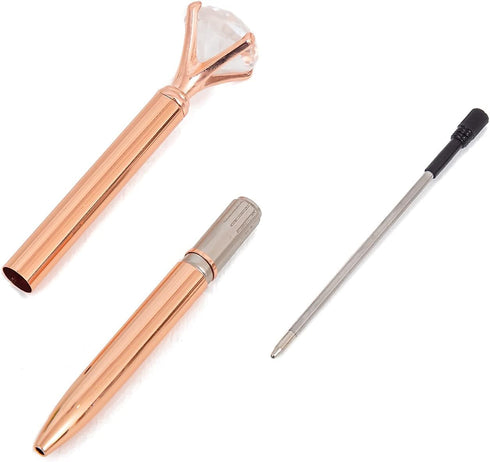 Bling Crystal Diamond Pen, Metal Ballpoint Pens for Office School, Pack of 3, 4, 5, 8, 12 (8 Rose Gold)