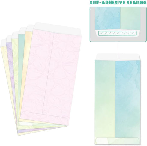 Paper Master Envelope Set, 12 Packs of Flora Letter Envelopes, Decorated Printer Stationery, 9.7x4.7 inches