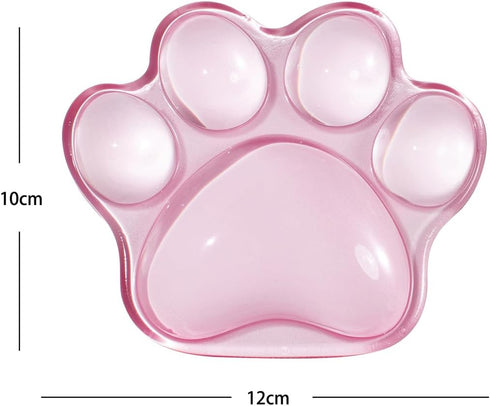 Hunfuthr Cat Paw Mouse Wrist Rest, Pink Gel Clear Mouse Wrist Support Pad, Cute Ergonomic Wrist Cushion for Mouse, Soft