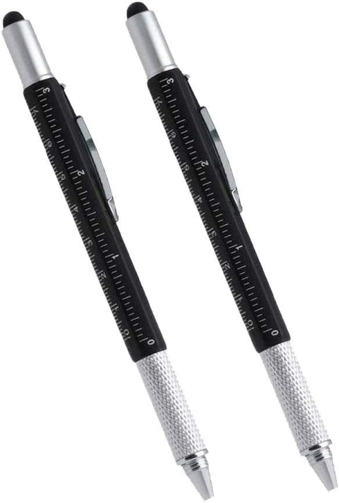 Multi-word 2PCS 6 in 1 Multi Function Tool Ballpoint Pen with Ruler, Screwdriver, Touch-Screen Pen