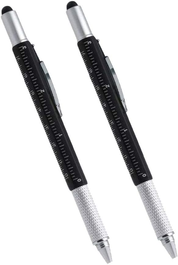 Multi-word 2PCS 6 in 1 Multi Function Tool Ballpoint Pen with Ruler, Screwdriver, Touch-Screen Pen
