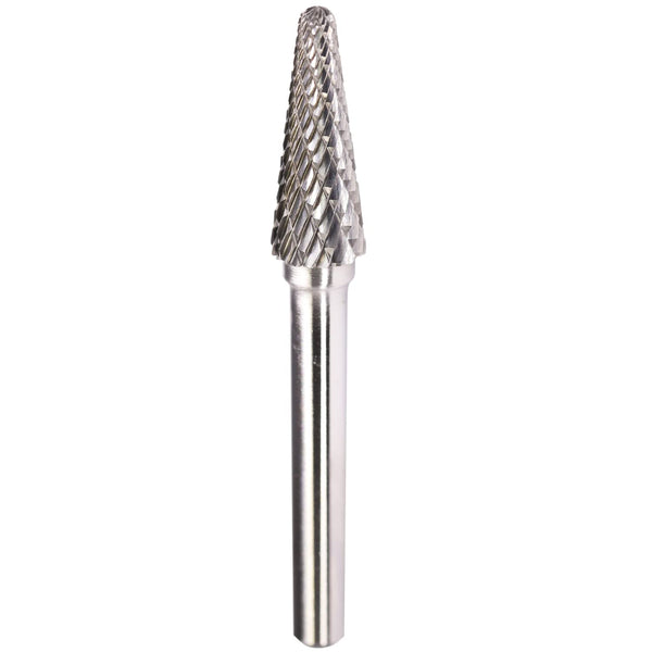 SL-3 Tungsten Carbide Burr Rotary File Taper Shape with Radius End Double Cut, 1/4" Shank for Die Grinder