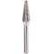 SL-3 Tungsten Carbide Burr Rotary File Taper Shape with Radius End Double Cut, 1/4" Shank for Die Grinder