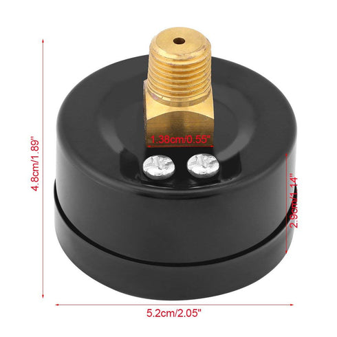 Mini Vacuum Pressure Gauge, 1/4" BSPT Thread, Dual Scale Vacuum Gauge for Water, Oil, Air, 0~-30inHg/0~-1bar Range