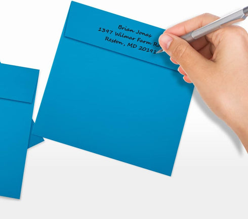 LUXPaper Square Invitation Envelopes, 6" x 6", Pool Blue, 80lb. Text, 50 Qty, Peel & Press