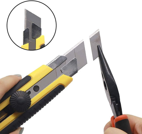 25MM Heavy Duty Utility Knife, Box Cutter SK-5 with Retract Blades, Rubber Grip for Cardboard, Boxes, DIY Crafts