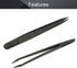 Utoolmart 3Pcs Black Plastic Anti-static Tweezers, Precision Slant Point Tip for DIY Beauty Craft Repair Tool