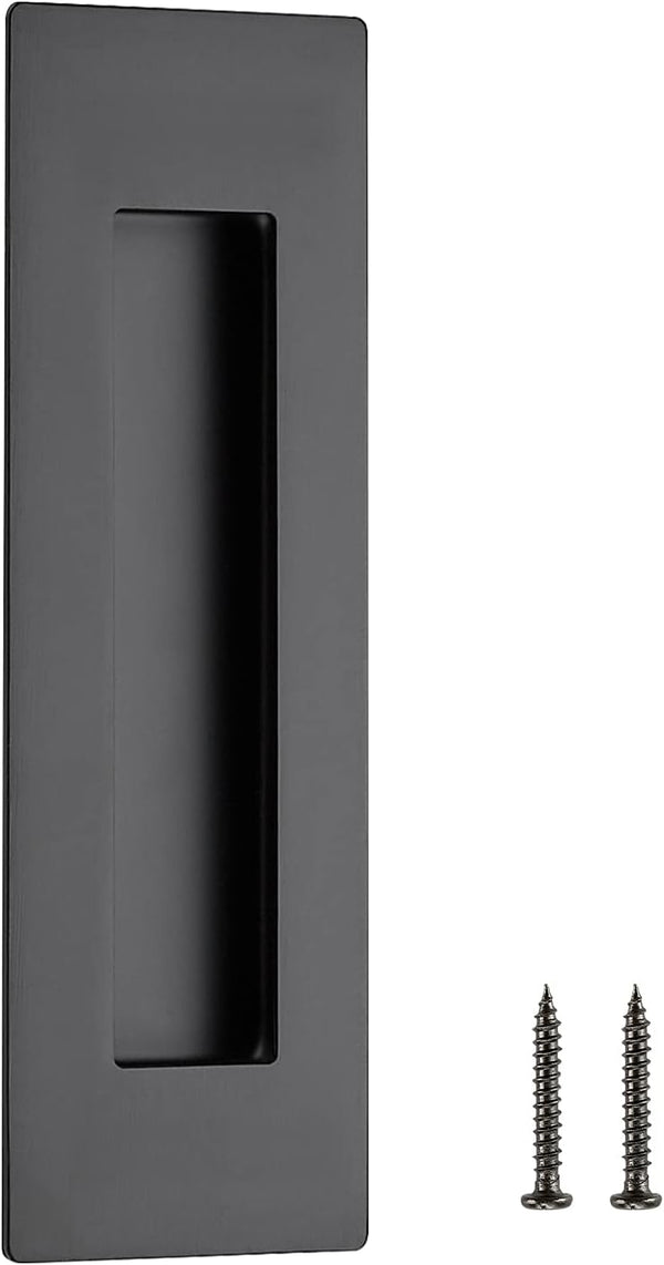 Ravinte 1 Pack Black Sliding Closet Door Handles, 7in Length Recessed Finger Pulls for Barn Door
