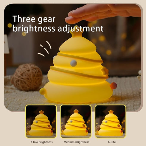 3 Dimmable LED Christmas Tree Night Light, Level Nursery Decor, Cute Lamp Silicone Squishy Light, Rechargeable Bedside