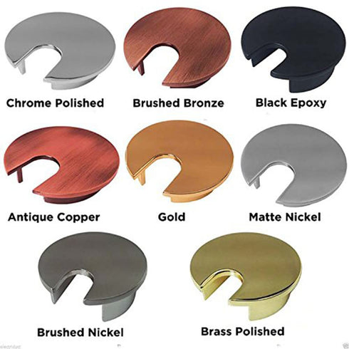 Electriduct 1.57" Metal Desk Grommet, 40mm Cable Hole Cover Wire Cord Organizer in Black Epoxy