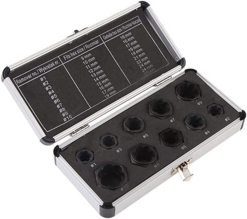 10Pcs Damaged Screw Extractor & Bolt Extractor Set, Chrome-Molybdenum Steel Tool for Rusty Sockets, Nuts, Bolts