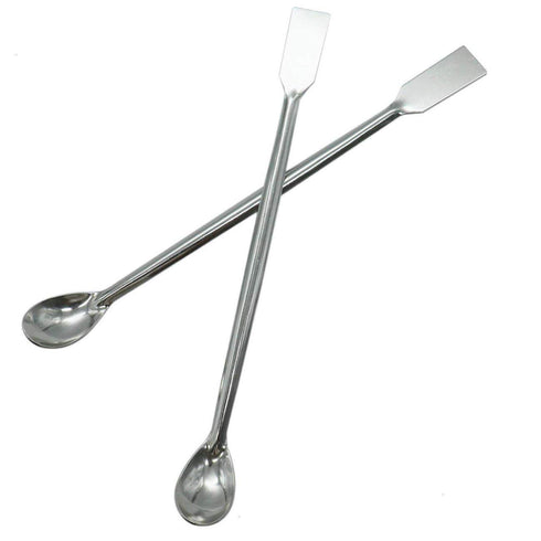 TIHOOD 10PCS 2 in 1 Stainless Steel Lab Spoon Spatula, Laboratory Sampling Mixing Spoon