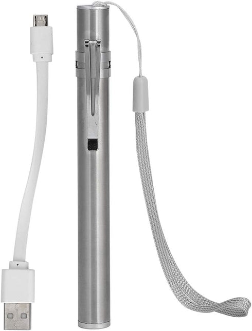 Fafeicy LED USB Penlight Mini Diagnostic Medical Pen Light, Stainless Steel Rechargeable Pen Light with Pocket Clip +