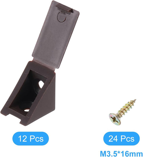 12 90 20x17x20mm uxcell Pcs Degree Plastic Corner Braces, Shelf Right Angle Brackets with Screws for Cabinets