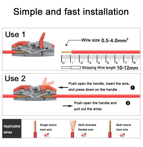 Wire Connectors, Compact Lever Wire Nuts Connectors 1 in 5 out for Quick Connect 28-12 AWG 5PCS