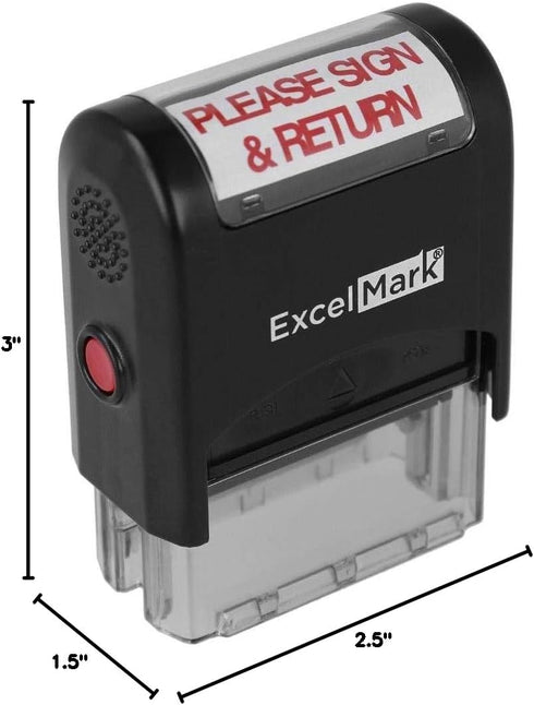 ExcelMark Please Sign and Return Self Inking Rubber Stamp - Red Ink