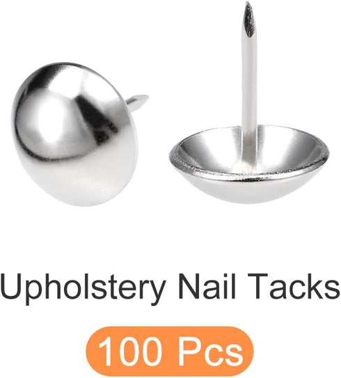 Upholstery Nail Tacks (16x20x5mm) 100Pcs, Iron Round Thumb Push Pins for Home Kitchen Furniture, Silver Tone