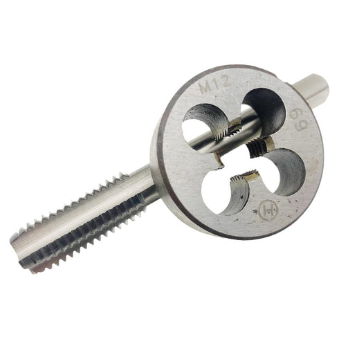 M12x1.75 Tap Die Set, Right Hand Machine Tool Screw, M12 X 1.75 Thread Tap & Round Die for Cutting