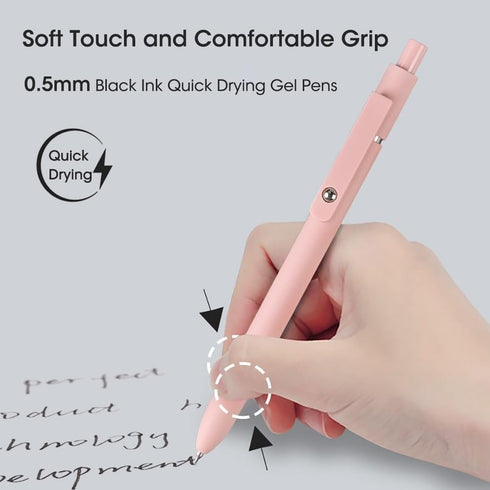 FIOVER Gel Pens, 10pcs 0.5mm Black Ink Quick Dry Fine Point Writing Pens for School Office Home