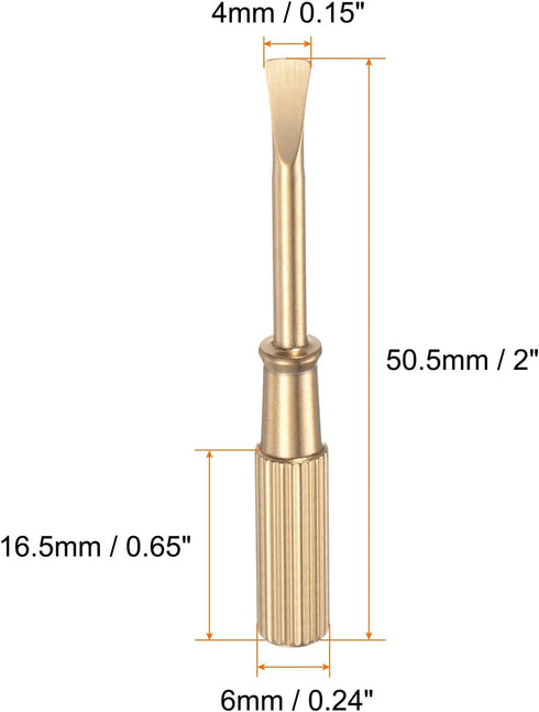 2pcs Mini Bracelet Screwdriver 4mm Titanium Steel Slotted Screw Driver with 6mm Width Non-slip Handle for Bracelet Repair Screwdriver Tools, Gold Tone