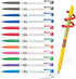Xeno Slim Ballpoint Pens - Baby Mikey 0.38mm, 9 Color Mix, Pack of 12 with Twistable Pencil