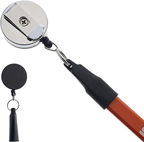 Specialist ID 2 Pack Heavy Duty Retractable Pull Pen Holder, Ideal for Markers & Carpenter Pencils, Nylon Cable & Metal