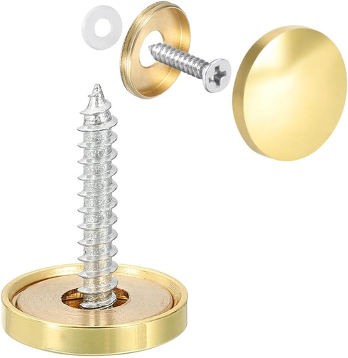 uxcell Decorative Caps for Mirror Screws - Polished Gold 18mm, 4pcs Cover Nails