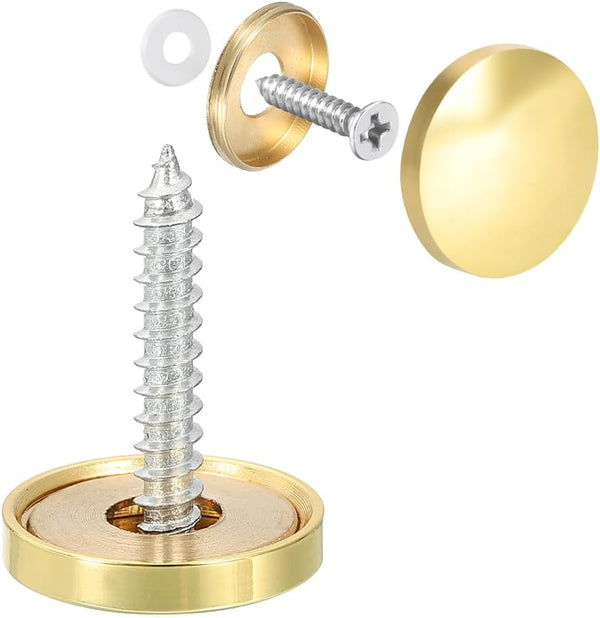 uxcell Decorative Caps for Mirror Screws - Polished Gold 18mm, 4pcs Cover Nails