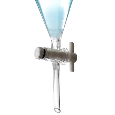 Borosilicate Glass 1000ML Separating Funnel, Heavy Wall Conical with 24/40 Joints and PTFE Stopcock for Lab and Food